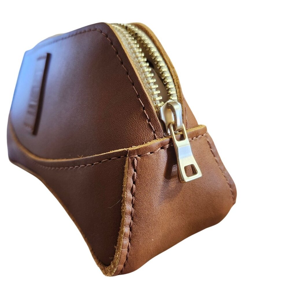 Portland Leather Artisan Bag Zippered Pouch Honey Brown Smooth Brass Zip - Picture 3 of 7